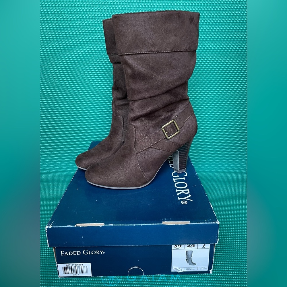 Faded Glory Brown Faux Suede Boots